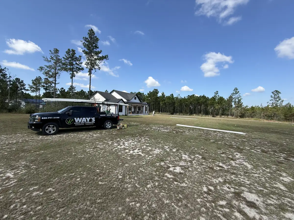 Way's Lawn and Landscape team on a project site in Pensacola FL